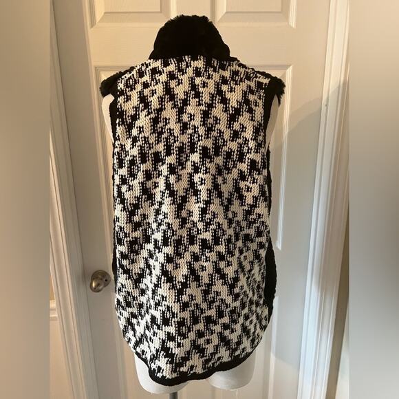 Loft Dressy Cozy Cotton Wool Knit Faux Fur Soft Open Sweater Vest Size Small - Picture 3 of 5